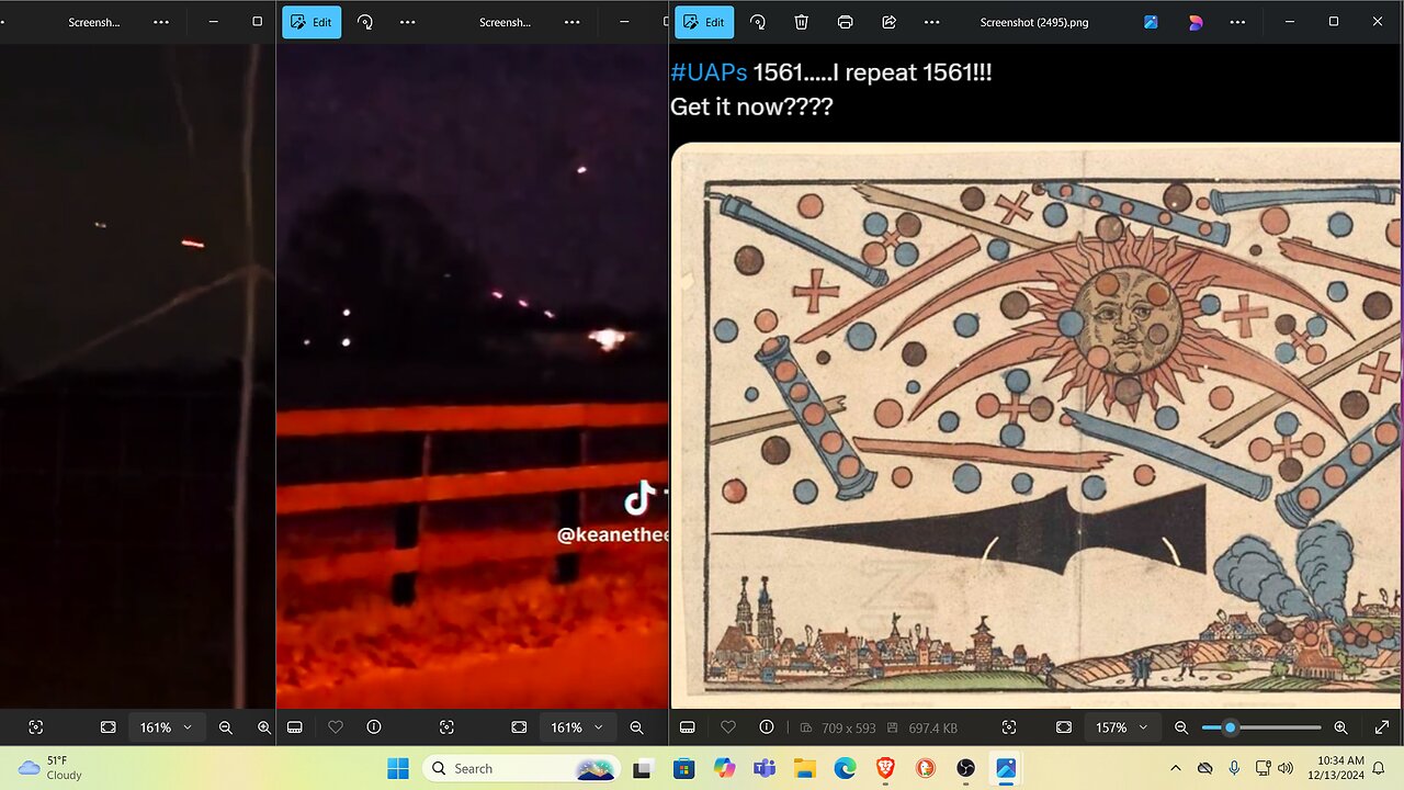UAP'S TARGETING (LASERS?) SOMETHING ON GROUND? EMITTING SUBSTANCE?THIS HAPPENED IN 1561?!?!?