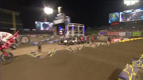 Hunter Lawrence goes down in A3 Supercross