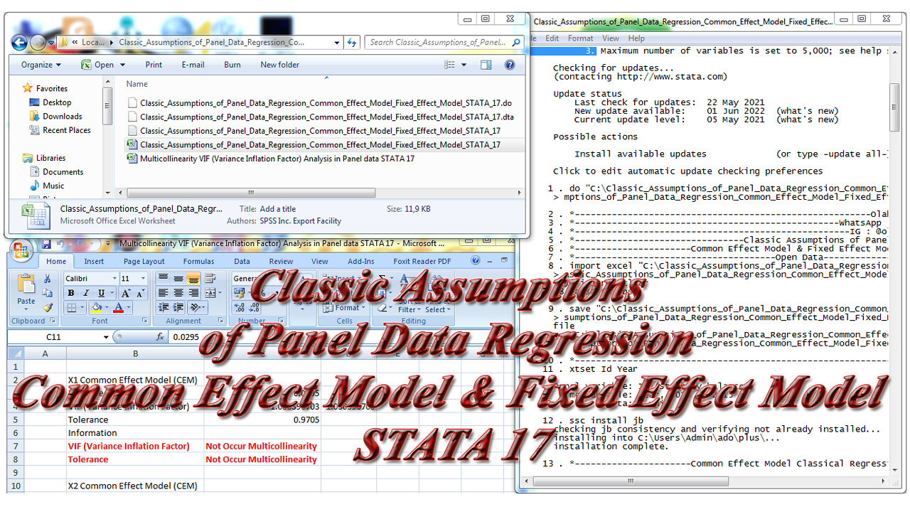 Classic Assumptions of Panel Data Regression Common Effect Model & Fixed Effect Model STATA 17