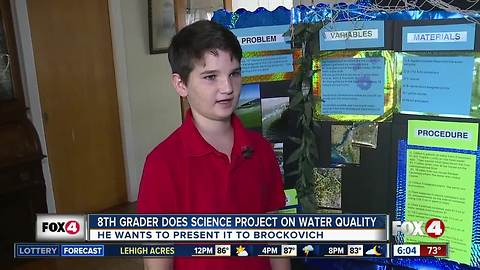 8th grader makes science project on Lake O releases