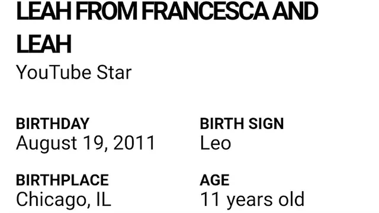 AWESOME SO YOUNG HAPPY 11 BIRTHDAY LEAH FROM FRANCESCA AND LEAH YouTube Star