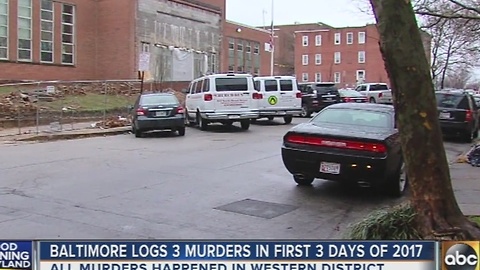 Baltimore logs 3 murders in first 3 days of 2017