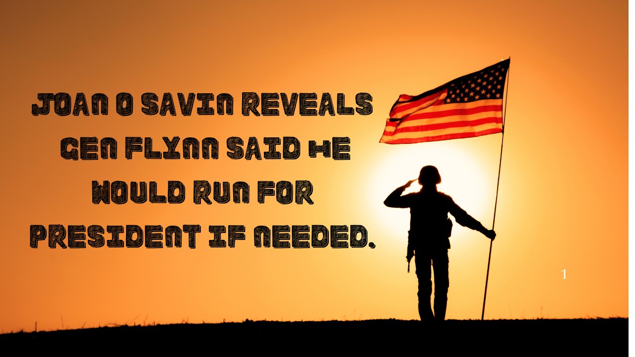 Joan O Savin Reveals: Gen Flynn Said He Would Run For President IF NEEDED - Dec 7.