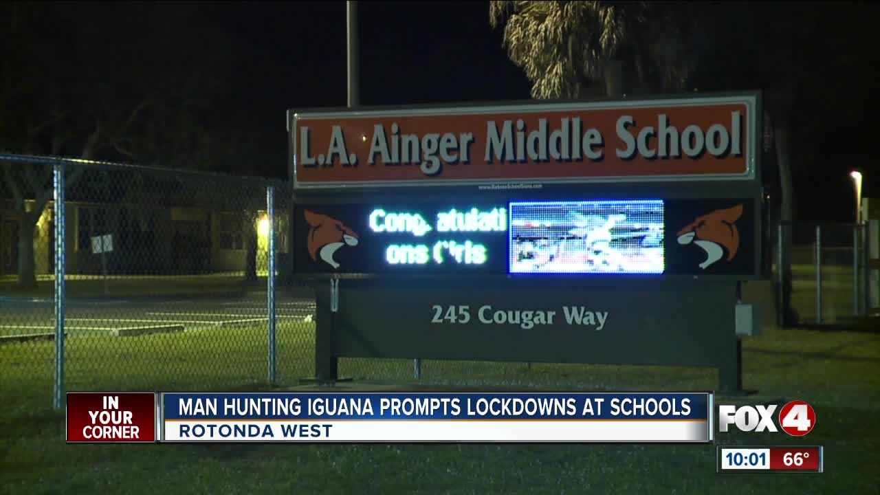 Man hunting iguana prompts lockdown at Charlotte County schools