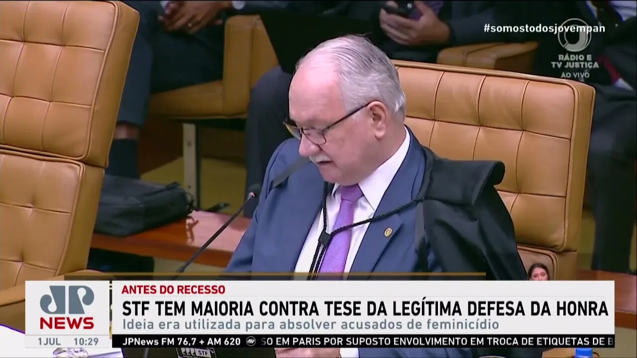 STF forma maioria para derrubar tese da legítima defesa da honra