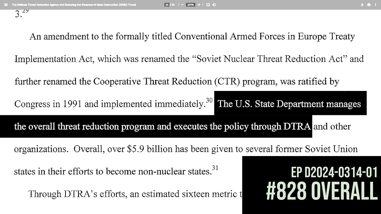 The DTRA is pure US State Department (part 2) - Not really DoD