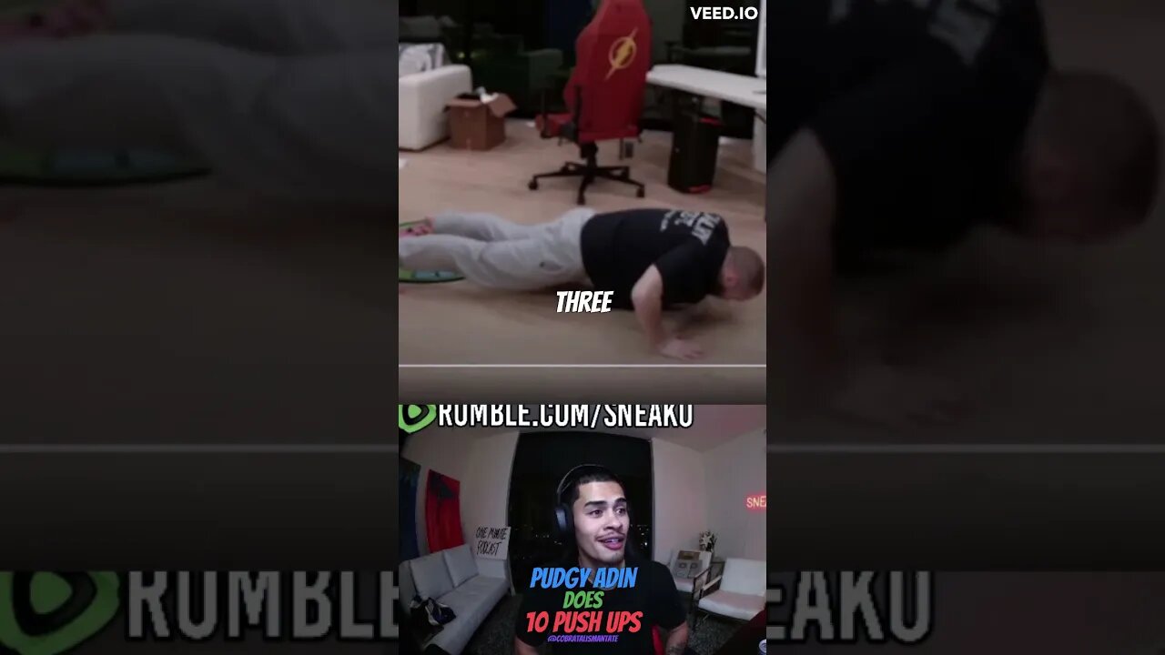 Sneako reacts to Pudgy Adin Ross trying to do 10 push ups 👎👎 pt. 1