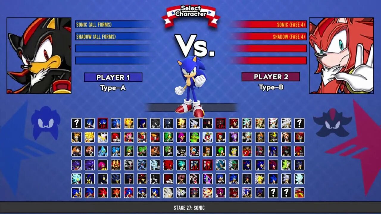 Sonic all forms & Shadow all forms VS Sonic fase 4 & Shadow fase 4 I Sonic Mugen Battle HD