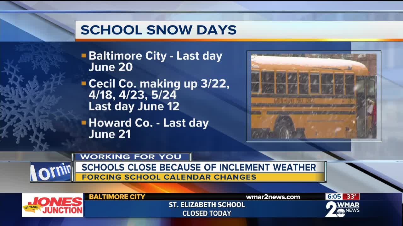 Wednesday snow closures force counties to adjust their school calendars