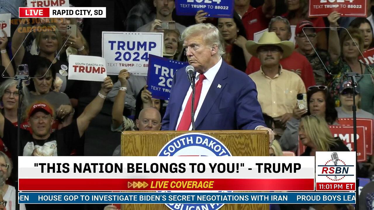 Donald Trump gets emotional at a rally in South Dakota while describing the downfall of America under Biden & Democrats.