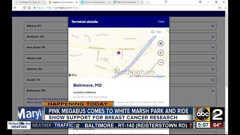 Pink Megabus comes to White Marsh Park and Ride