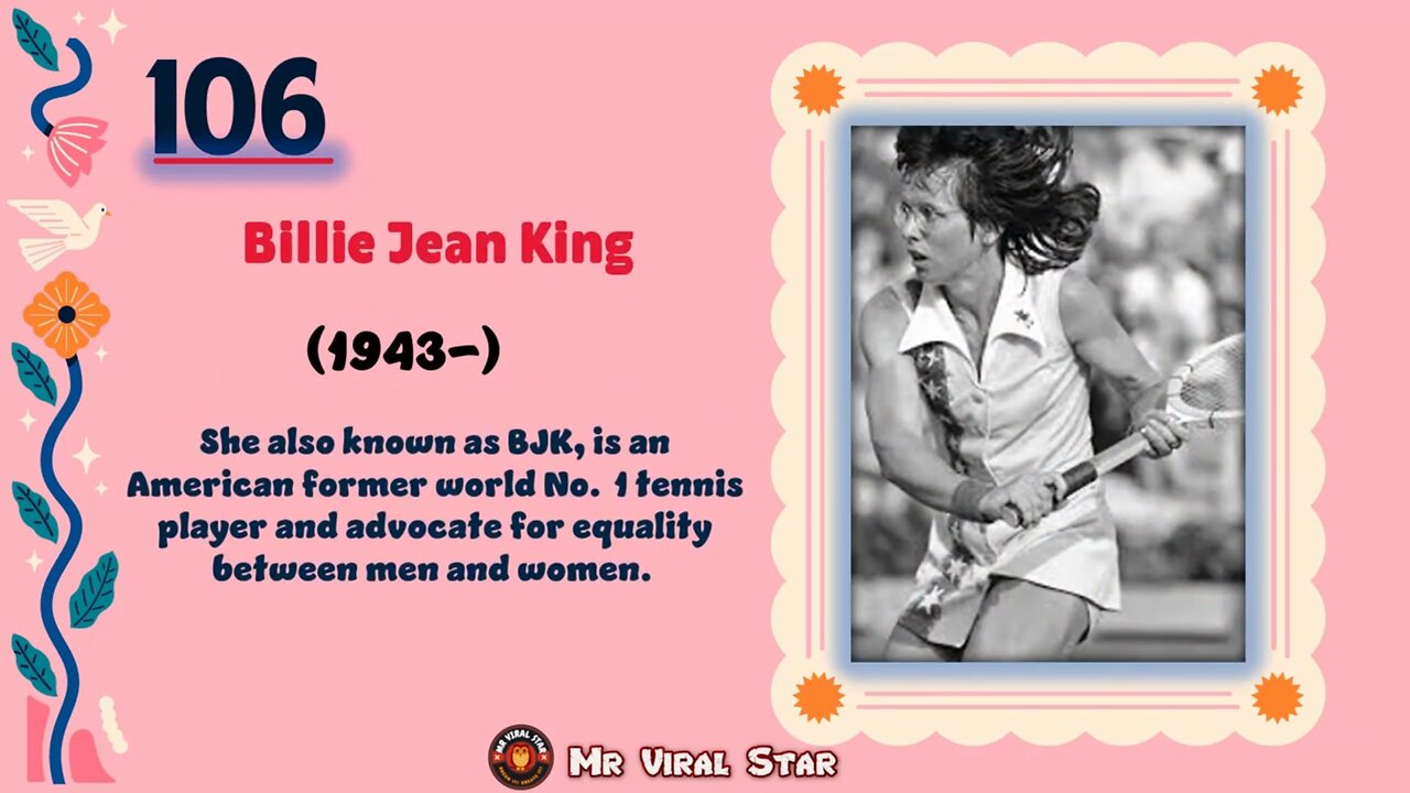 Billie Jean King(1943-) | TOP 150 Women That CHANGED THE WORLD | Short Biography