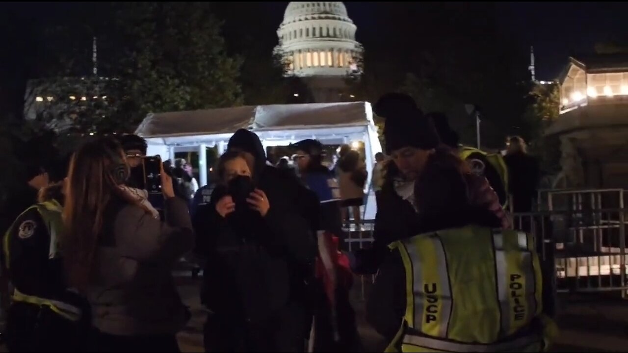 Pro-Hamas Protestors Try to Shut Down Capitol Hill Christmas Tree Lighting