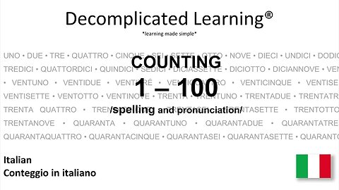 COUNTING IN ITALIAN NUMBERS 1 - 100 with spelling