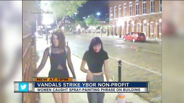 Surveillance camera captures vandals tagging Ybor non-profit