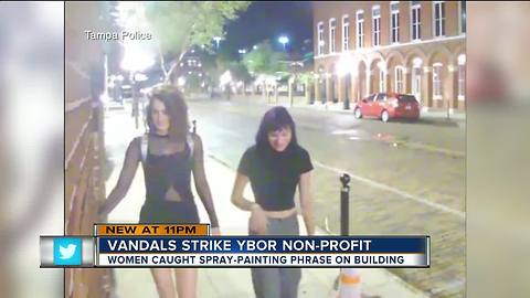 Surveillance camera captures vandals tagging Ybor non-profit