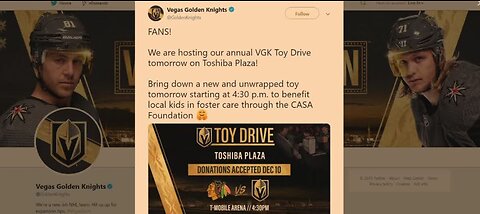 Toy drive at VGK game on Dec. 10
