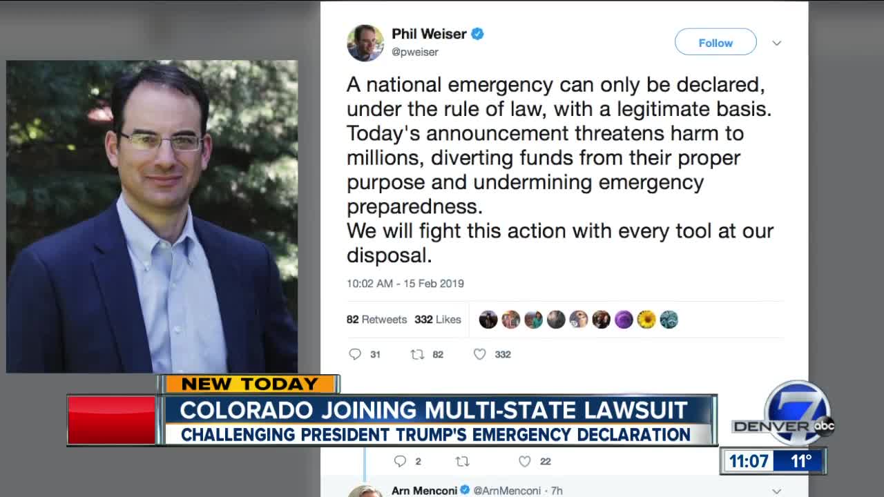 Colorado will join lawsuit challenging Trump's emergency declaration