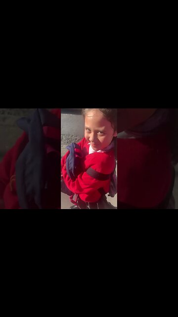 Baby girl first day school smile -hilarious