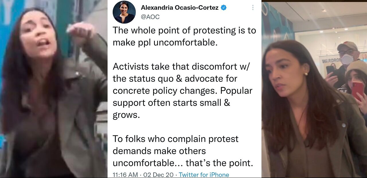 AOC Fragile Meltdown In Movie Theater By Being Confronted By Activists For Not Saying Genocide