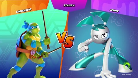 Nickelodeon All Star Brawl |Arcade Mode Stage 4 | Leonardo vs Jenny Wakeman