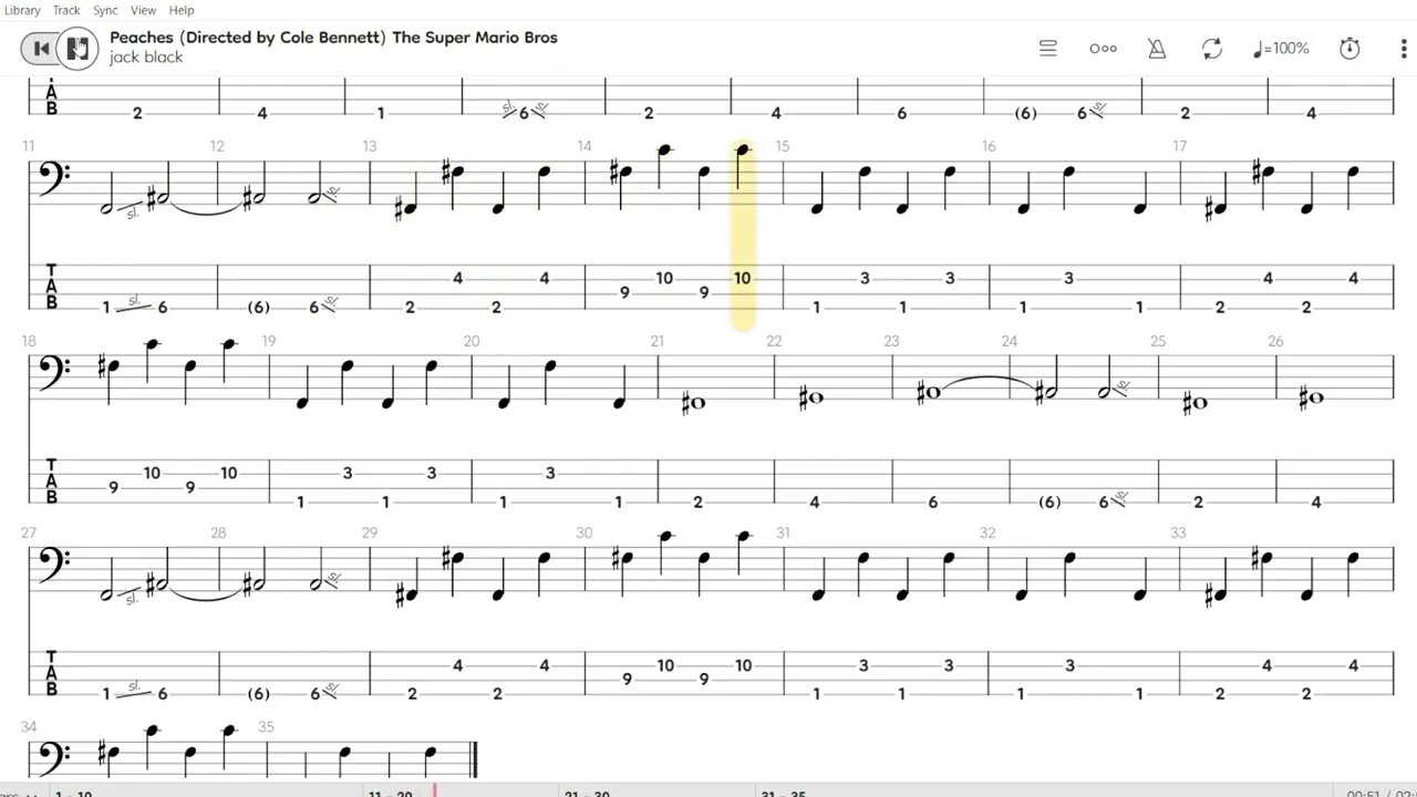 Jack Black - Peaches (Bass TAB)