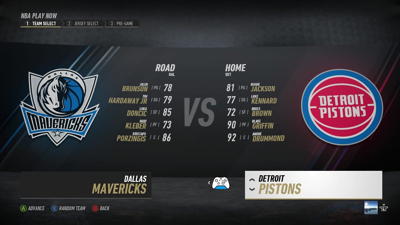 🏀NBA Live Season - Week 2 - Dallas Mavericks (Road) VS (Home) Detroit Pistons