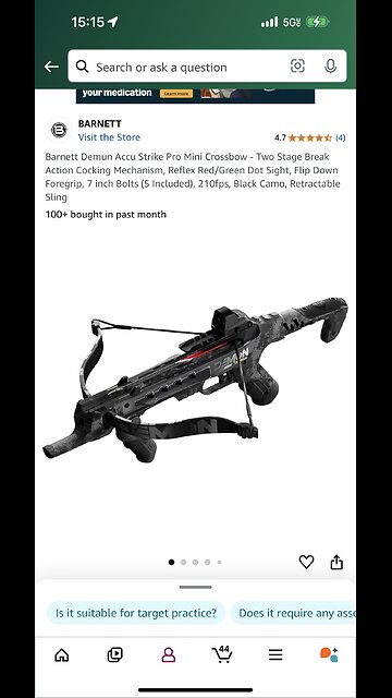 Shooting crossbow pistol