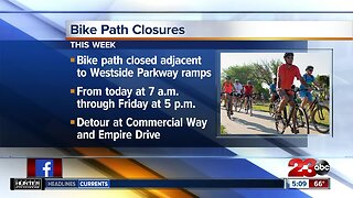 Portions of the Kern River Parkway bike path to be closed this week