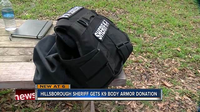 Donor gives $4,500 in K9 body armor to Hillsborough County Sheriff's Office