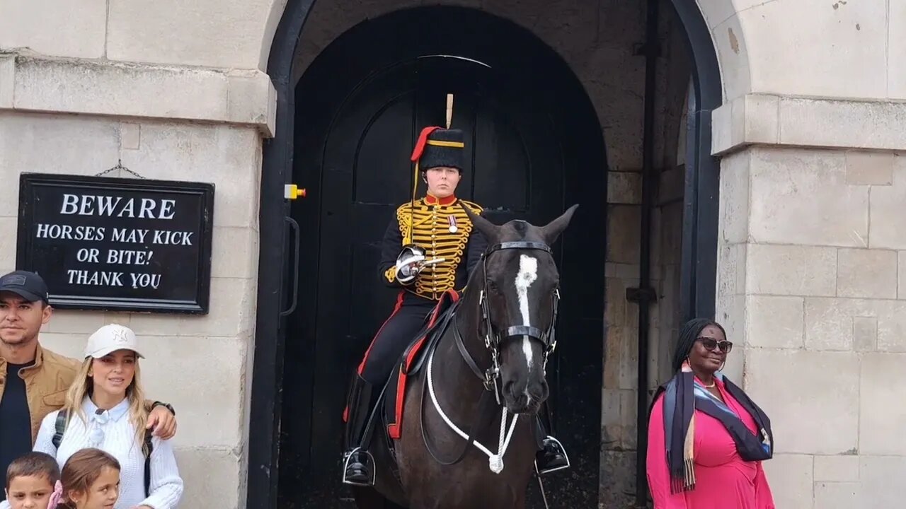The kings guard makes the tourist move away from the box #horseguardsparade
