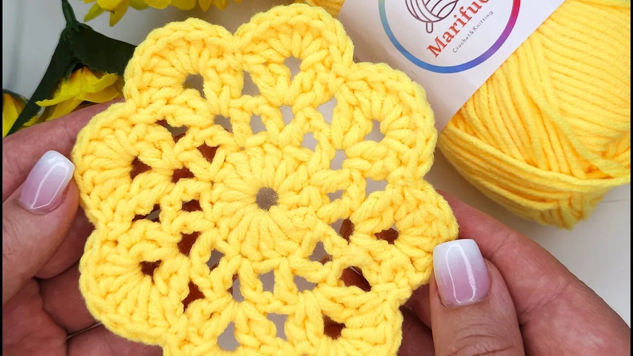 How to crochet flower motif coaster small doily