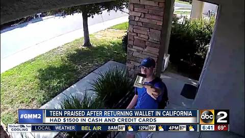 California teen returns wallet with $1,500 in cash