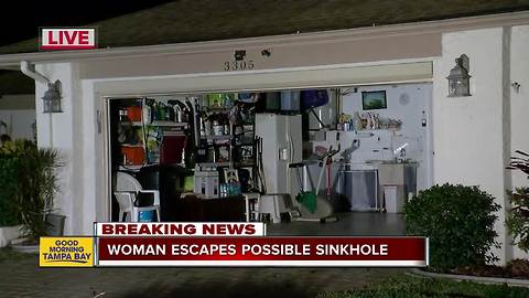 Woman evacuates sinking Palm Harbor home