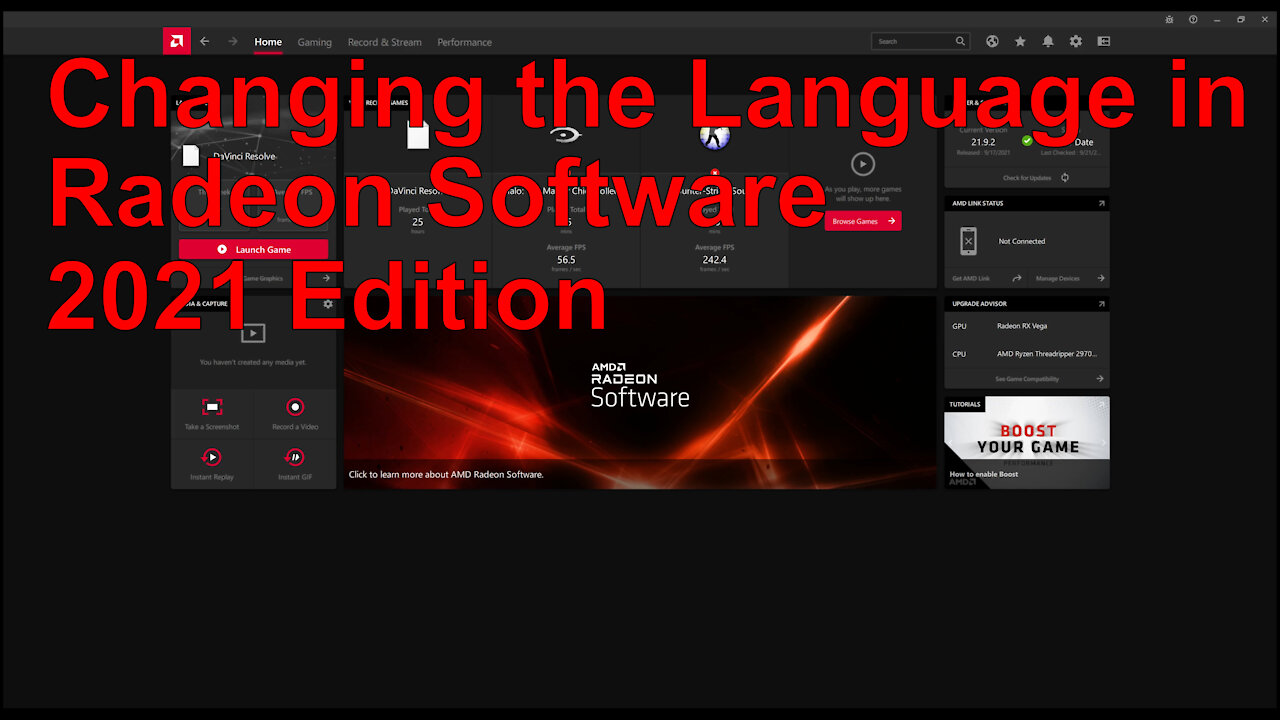 Changing the Language in Radeon Software 2021 Edition