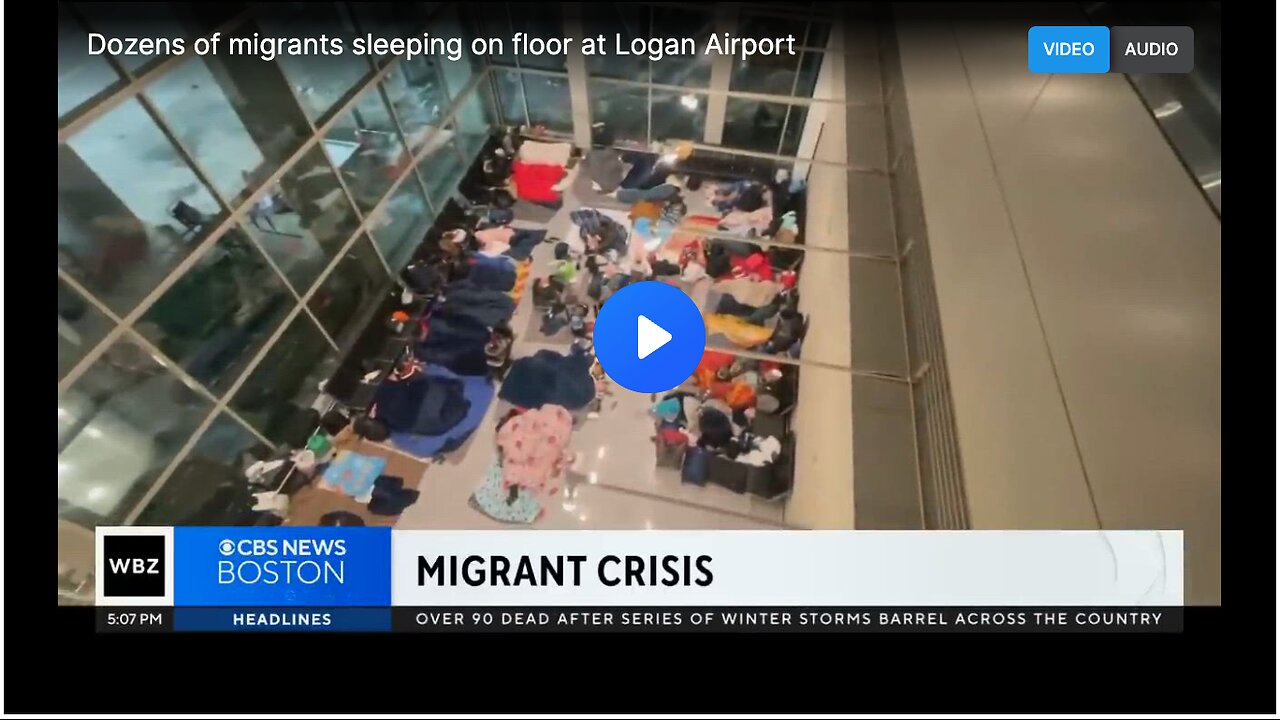 Dozens of migrants are now sleeping on the floor at Logan International Airport