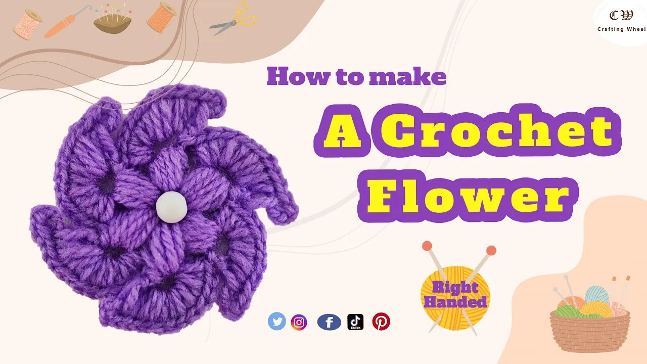 Wow 😍 Look what I did to make a crochet flower - Right Handed