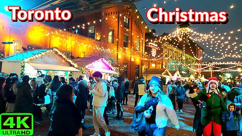 【4K】Toronto 🎄Christmas market 🎁 Distillery District Canada 🇨🇦