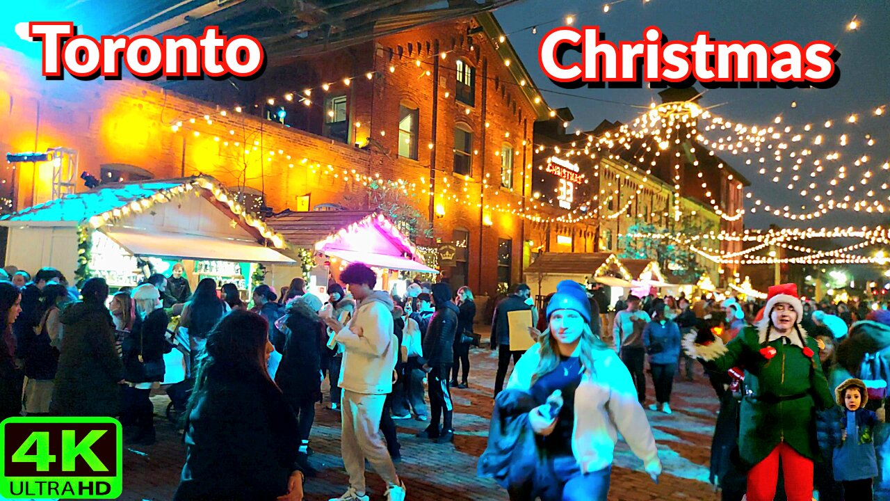 【4K】Toronto 🎄Christmas market 🎁 Distillery District Canada 🇨🇦