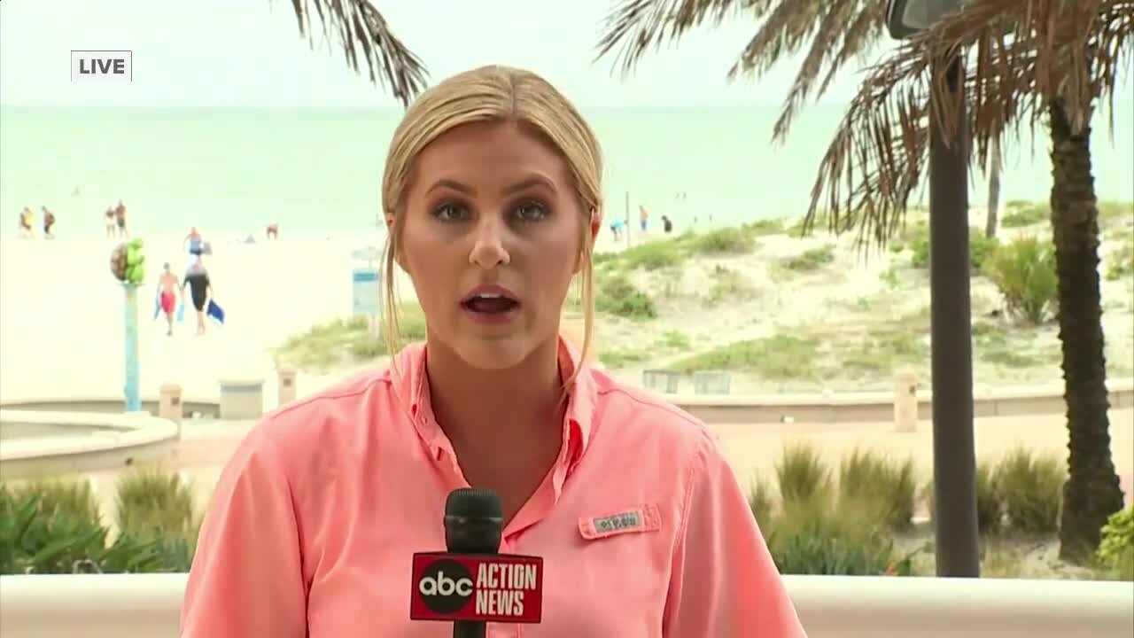 Clearwater Beach hosting lots of visitors and man seem unfazed by storm threat