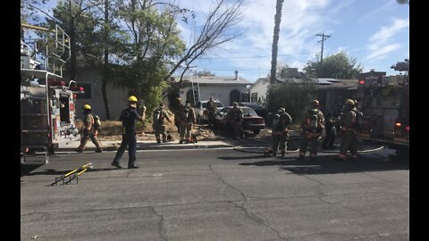 Las Vegas fire crews battle house fire near Jones, US-95
