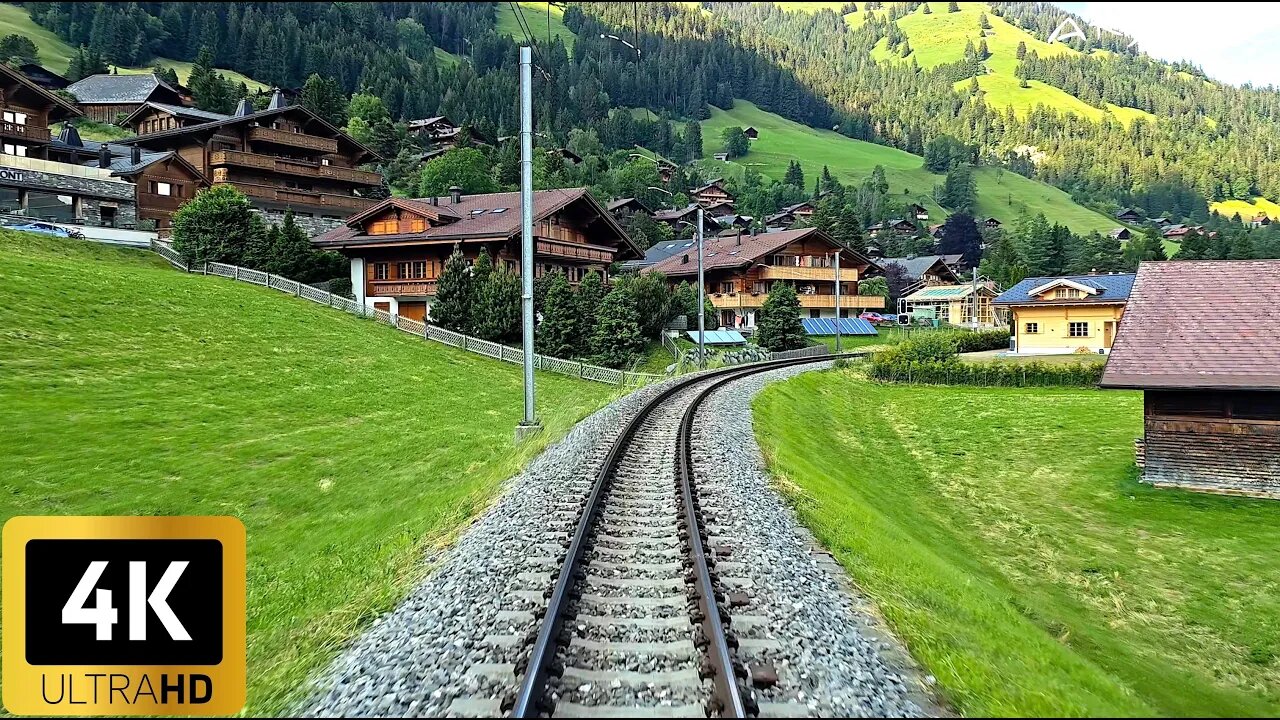 4K Train Driver view - Montreux to Montbovon - Goldenpass Panoramic MOB Train Switzerland | Cab ride