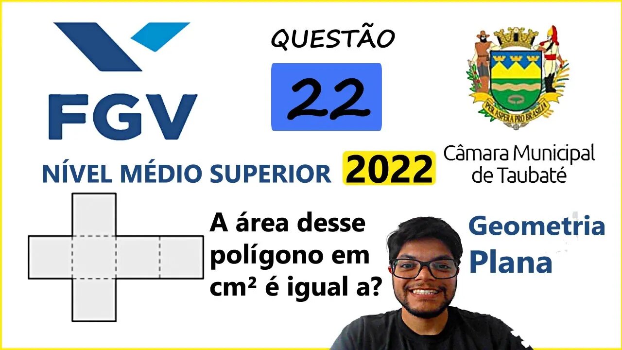 Questão 22 FGV Taubaté SP 2022 | área e perímetro de Polígono | O polígono da figura abaixo foi