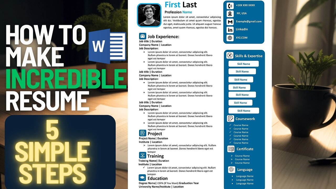 How to make Incredible Resume with 5 simple steps in MS WORD | 🚀| 2024 | Resume kaise banaye