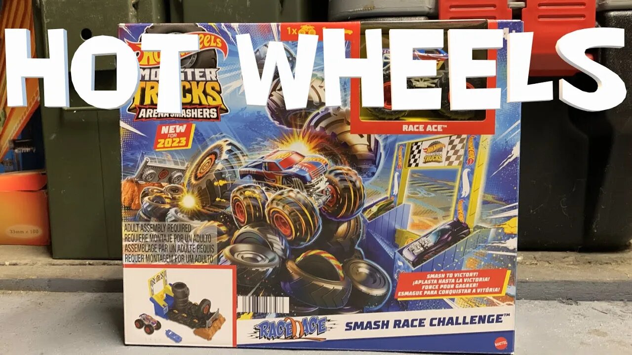 Hot Wheels Monster Trucks Arena Smashers Race Ace Smash Race Challenge Playset