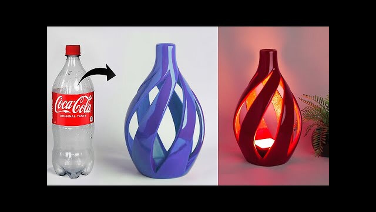 Table lamp making || Plastic bottle Corner Flower vase || Lighting lamp making