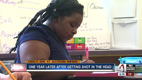 Girl shot in head one year ago back in school