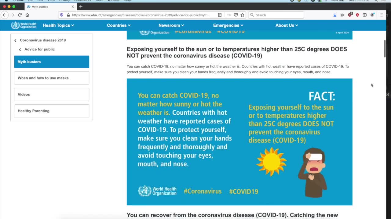 World Health Organization posts myth busters about COVID-19
