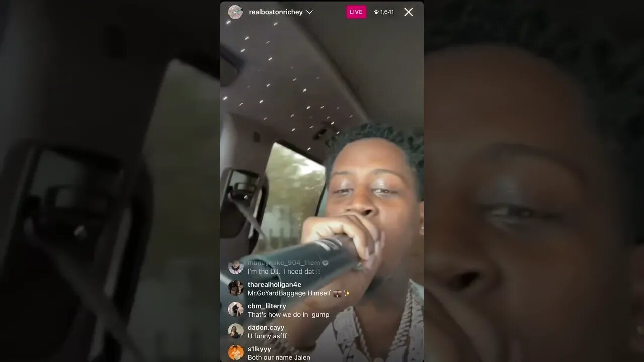 Real Boston Richey Performing With A Mic In His Whip On Instagram Live (17/05/23)