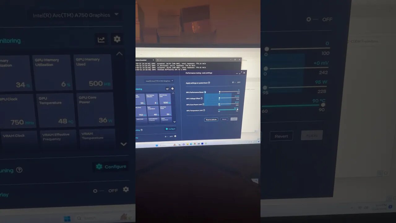 Intel Arc A750 Tuning Support #cryptocurrency #cryptomining #gpumining
